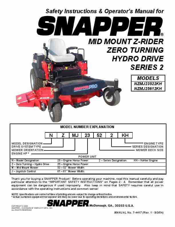 Snapper Lawn Mower NZMJ23522KH, NZMJ25612KH-page_pdf